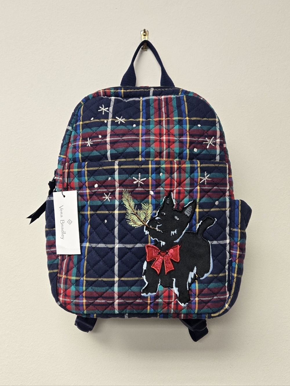 Vera Bradley Scottie Dog Navy Plaid Small Backpack
